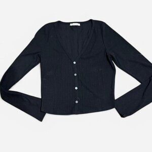 Abercrombie and fitch black Henley button top long sleeve side small